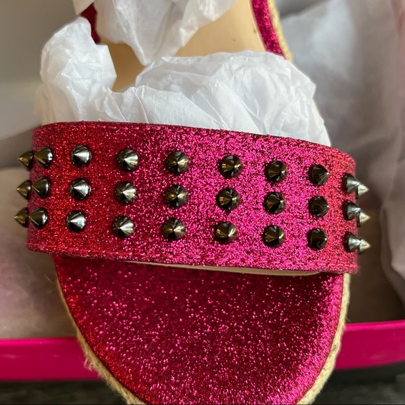 Vince Camuto Adalina Metal Rivets Glitter Wedges Size 3M - Picture 3 of 9